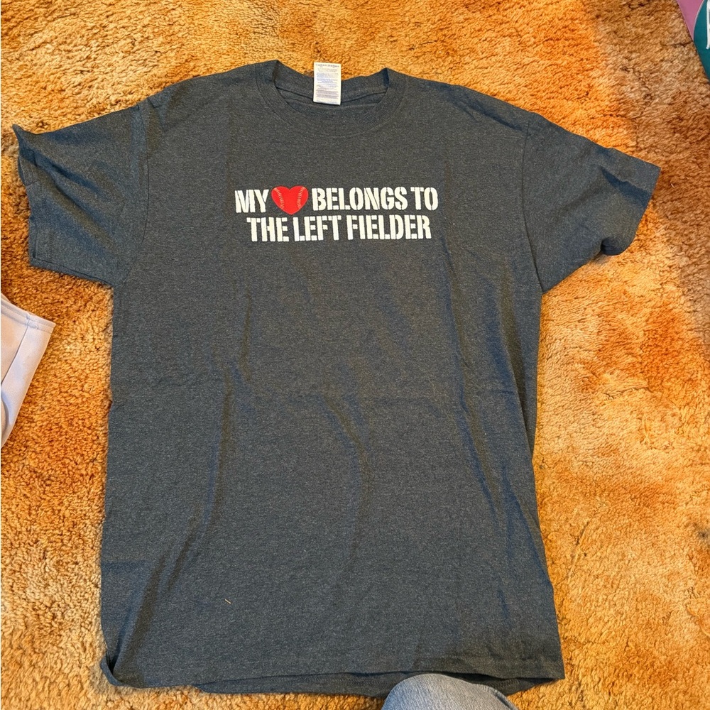 My heart belongs to the left fielder shirt size medium